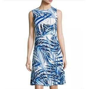 Eliza J Palm Print Tropical Dress